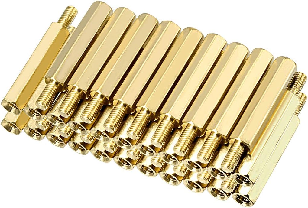 40pcs M3 20+6mm Female Male Thread Brass Hex Standoff Spacer Screws PCB Pillar