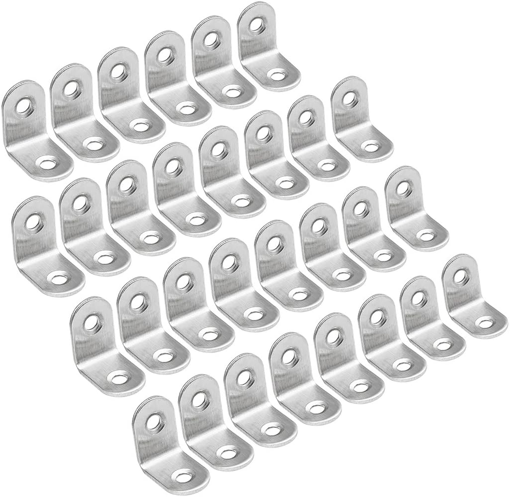 Stainless Steel Shelves Corner Brace 25mmx25mmx16mm, Joint L Shape Right Angle Corner Fastener Joints Support Bracket, Pack of 30