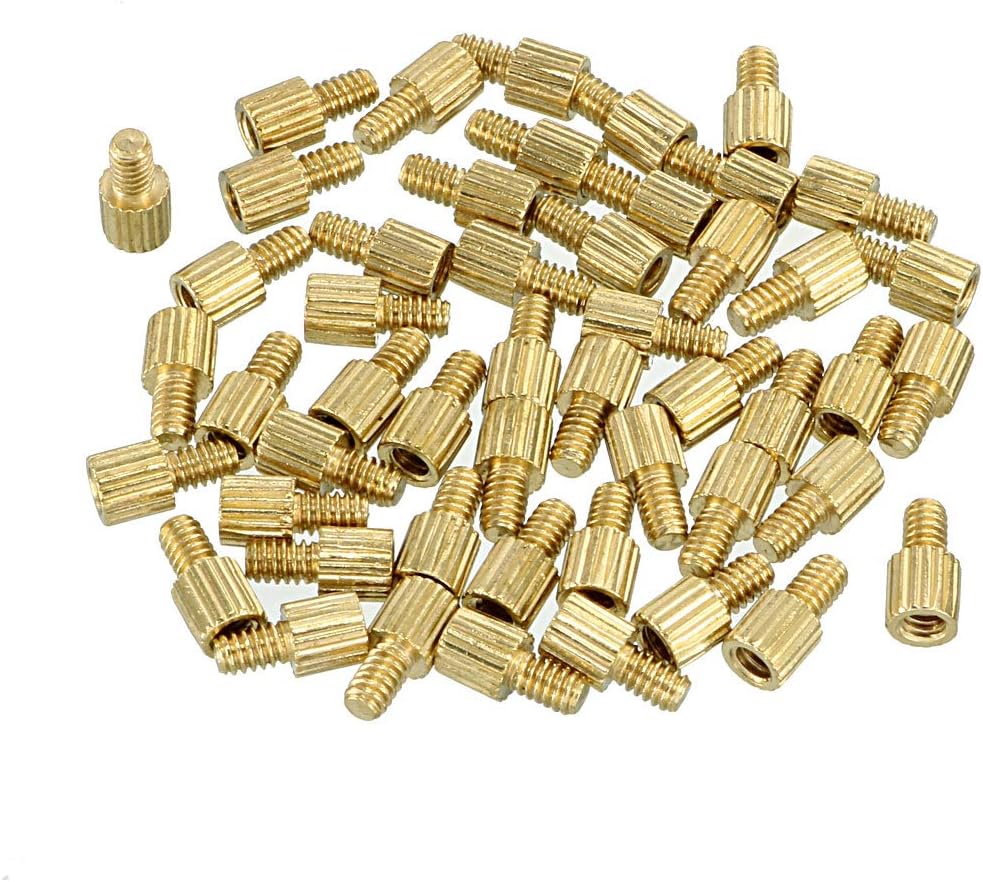 50pcs M2 3+3mm Male Thread Brass Round Standoff Spacer Screw PCB Pillar