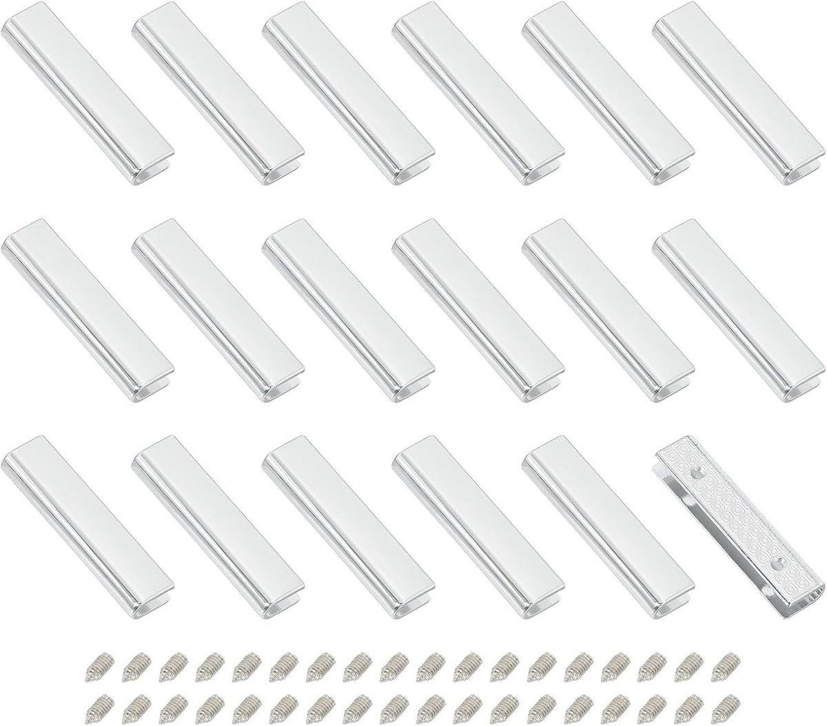 18Pcs Metal Belt Buckle End Tips, 1.54" Wide Rectangle Webbing Zipper Tips Clip Buckles with Screws for DIY Sewing Craft Purse Belt Repair, Silver