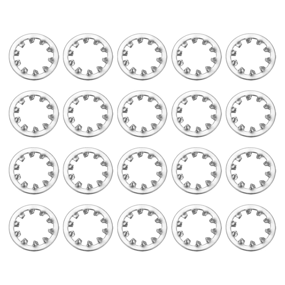 20Pcs 5/8 Internal Tooth Lock Washer, 304 Stainless Steel Multi-Tooth Star Washer Locking Fastener, Silver Tone