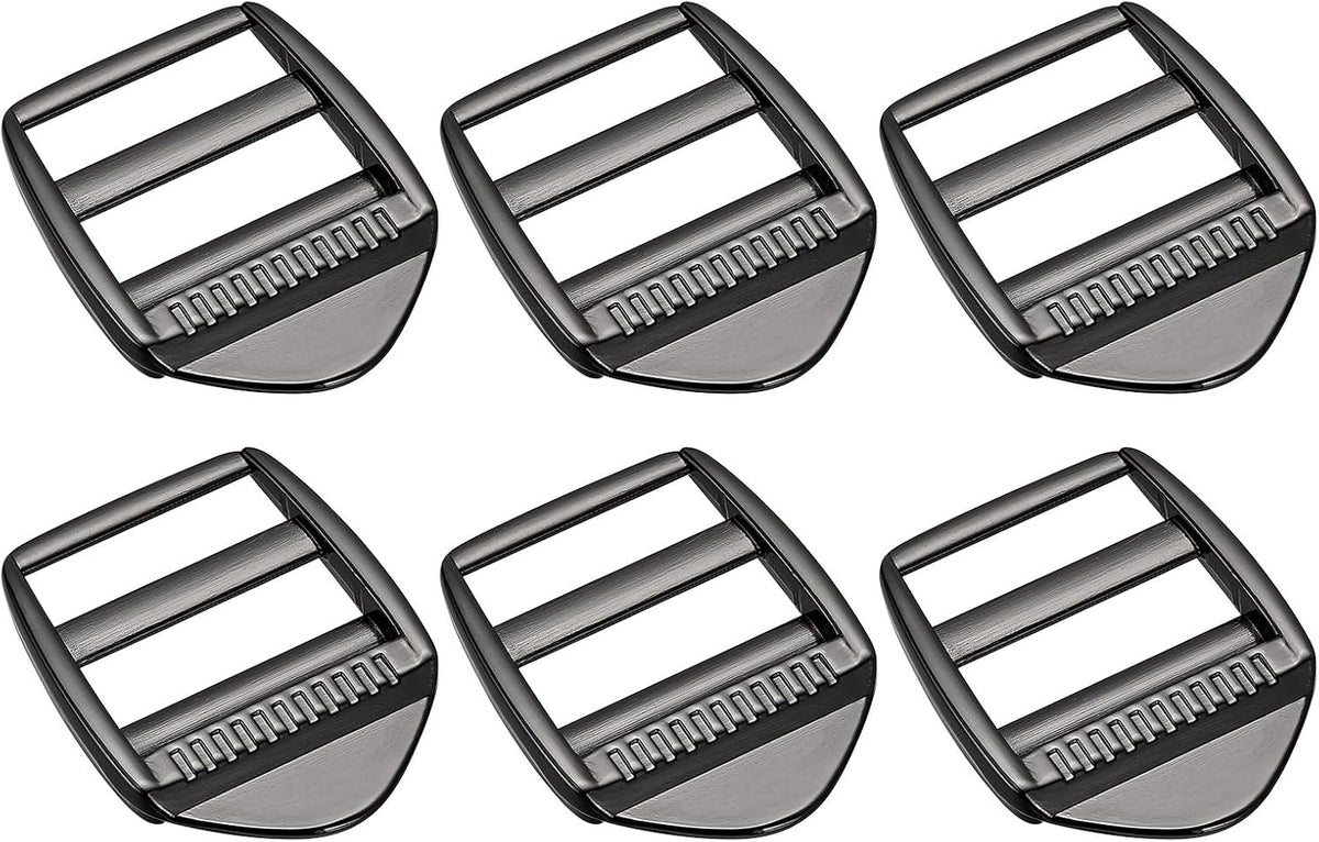 Metal Ladder Buckle Slider Tri-Glider Metal Adjustable Buckles, 6pcs 25mm(1") Inner Size for Webbing Backpack Strap, Gun-black