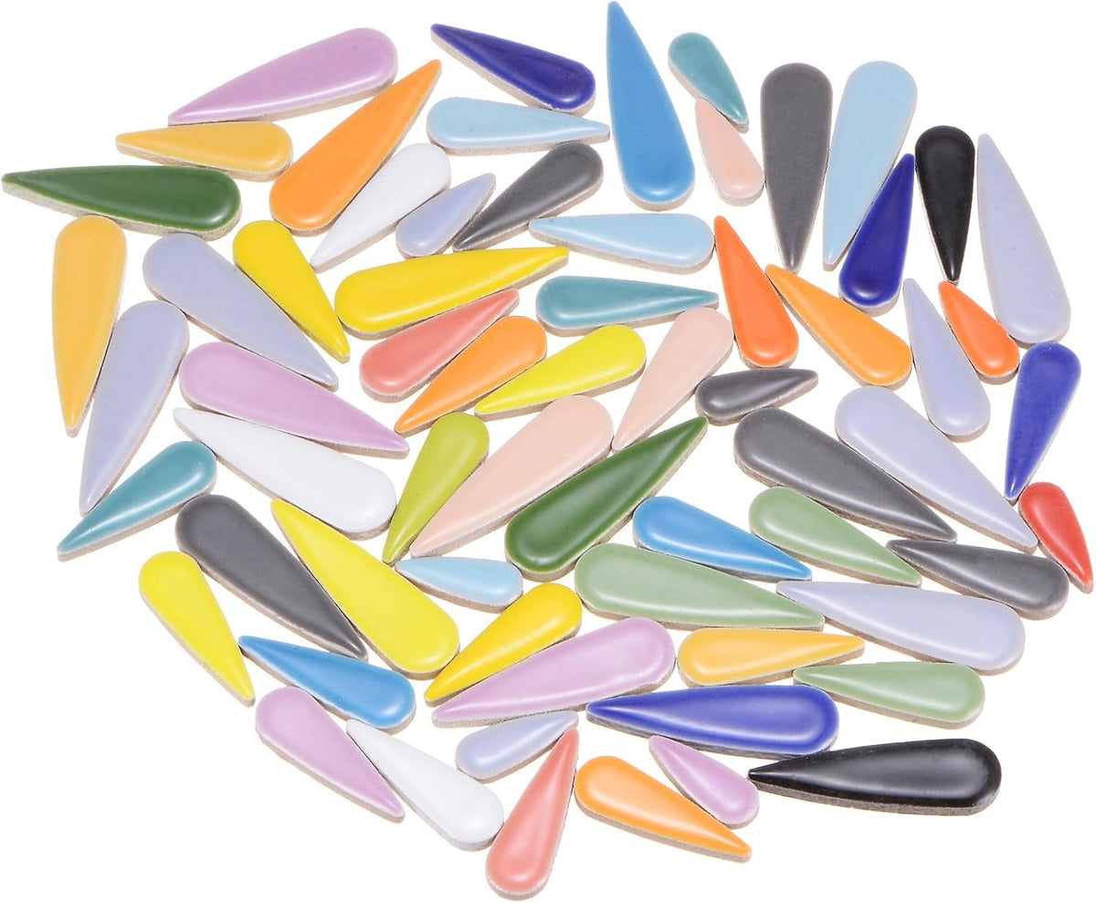 Ceramic Mosaic Tiles, 200g Teardrop Flower Leaves Tiles Mosaic Blocks for Art Craft and Home Decorations, Mixed Color