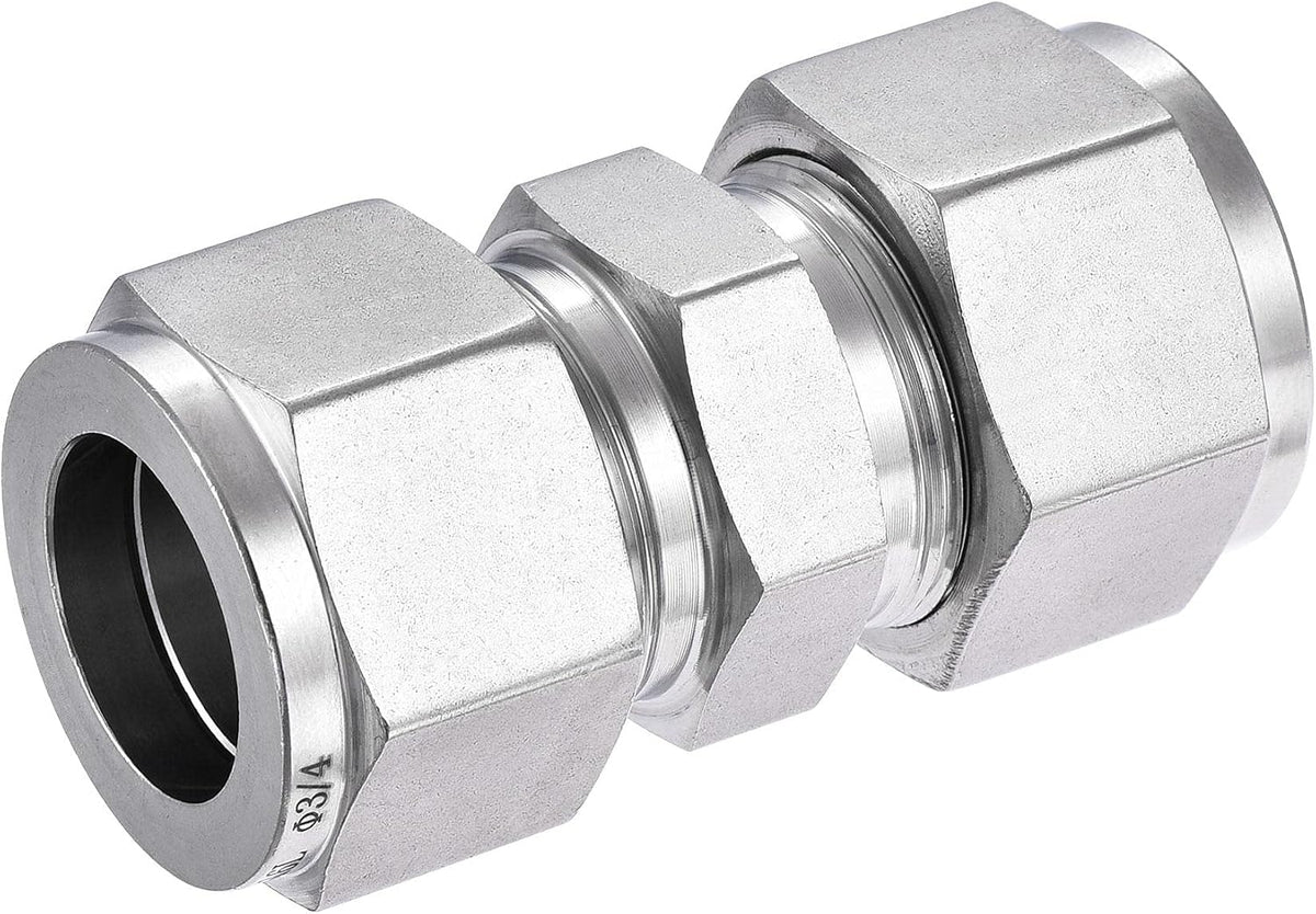 Compression Tube Fitting 3/4" Tube OD x 3/4" Tube OD Straight Coupling Adapter 316 Stainless Steel
