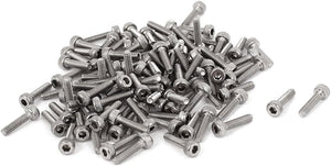 0.4mm Pitch M2x8mm Stainless Steel Hex Socket Head Cap Screws 100pcs