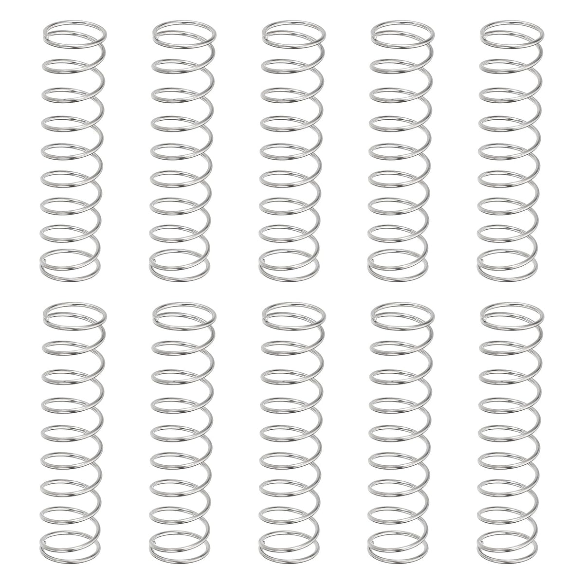 10Pcs Compression Springs, 0.8mm Wire Diameter x 11mm OD x 45mm Length 304 Stainless Steel Extension Spring Ballpoint Pen Pressure Springs for Shop Home Repairs, Silver