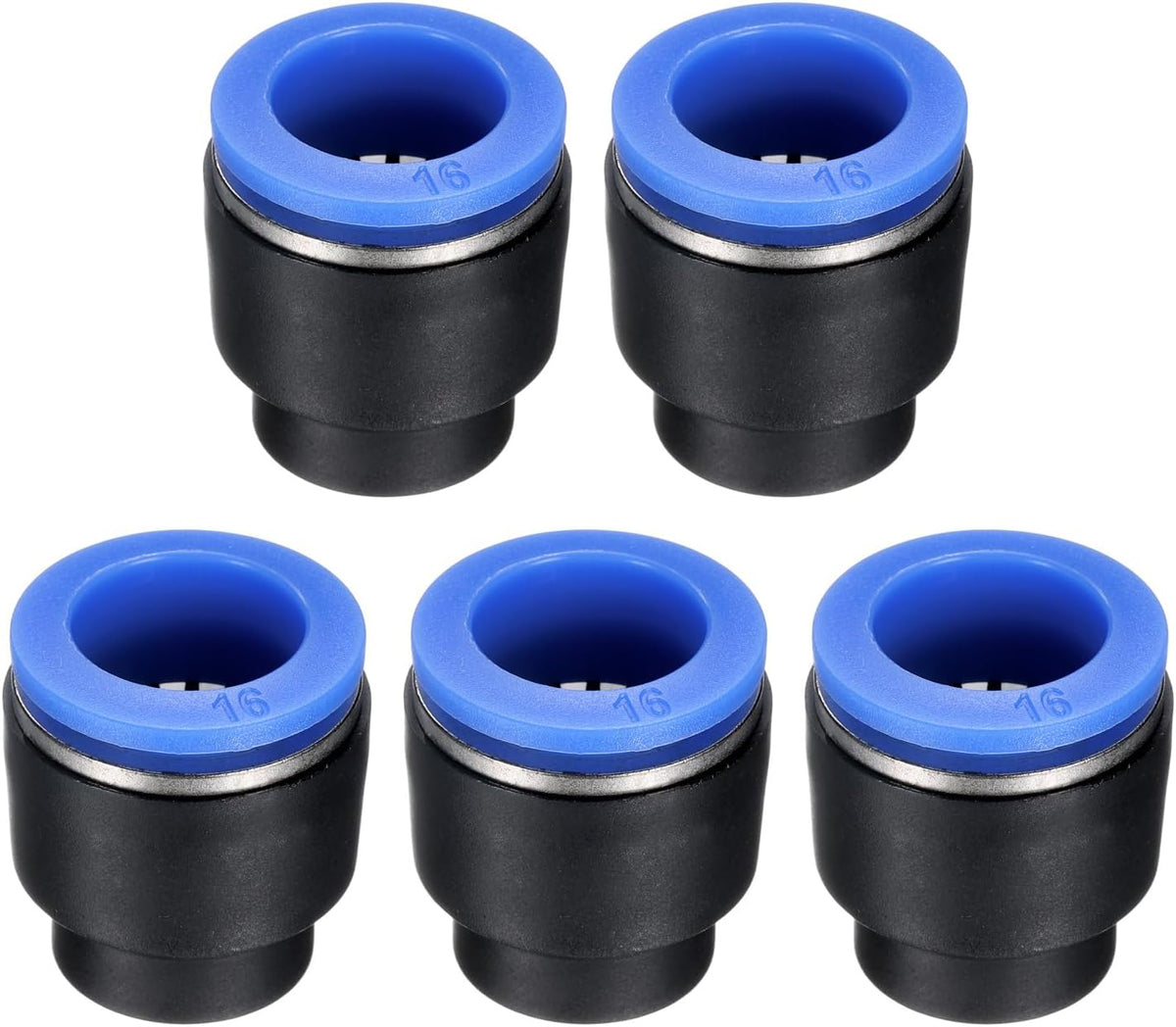 5Pcs 5/8"(16mm) Tube OD Push-to-Connect Fittings Plug, Cap Style Pneumatic Blanking Plugs, Leak-Proof Air Push Connectors for Compressed Air Systems
