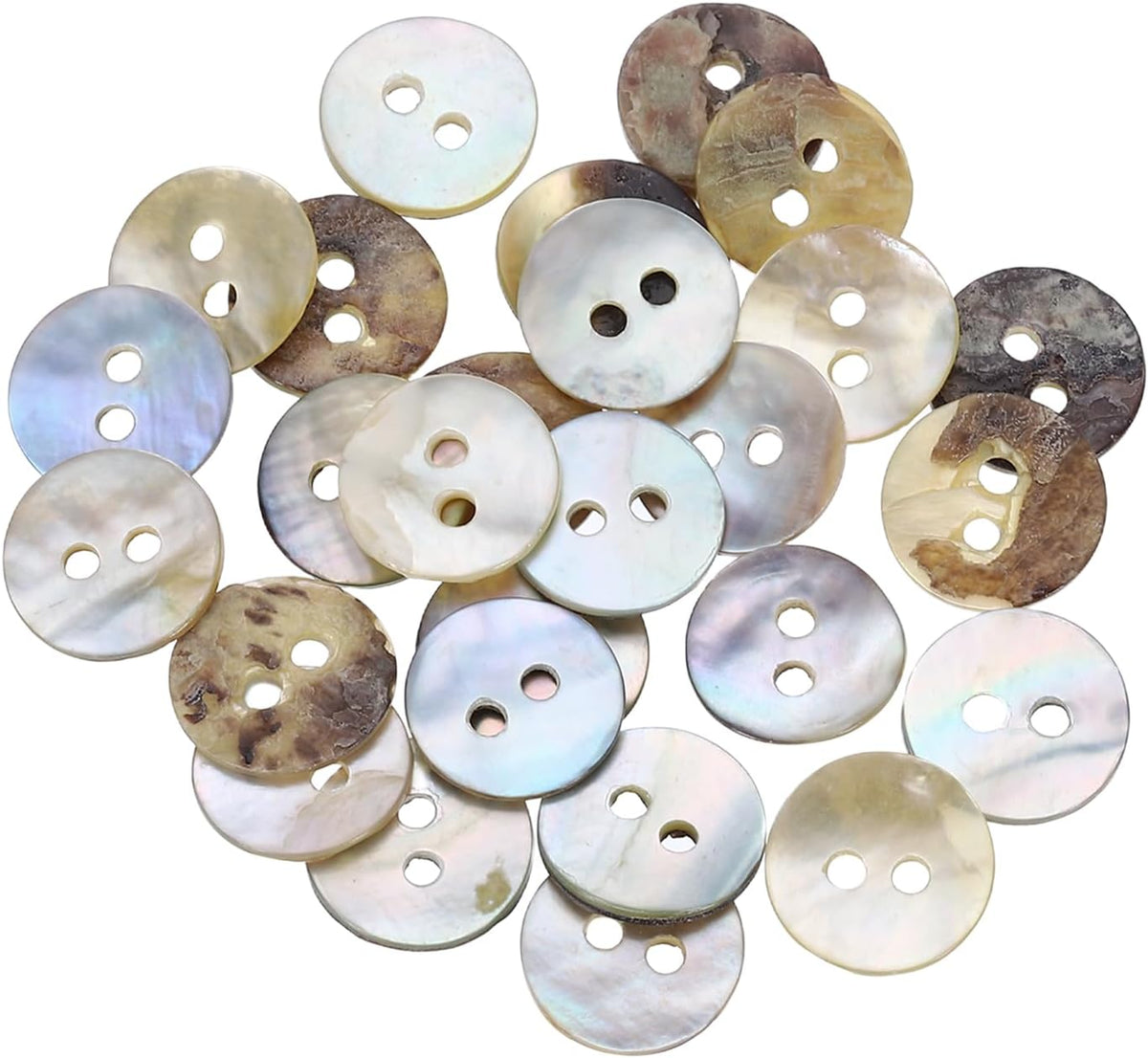25pcs Natural Shell Buttons, 2 Hole Mother of Pearl Buttons 11.5mm Sewing Craft Button for Shirt Bag DIY Sewing Crafts Decoration, Multicolored