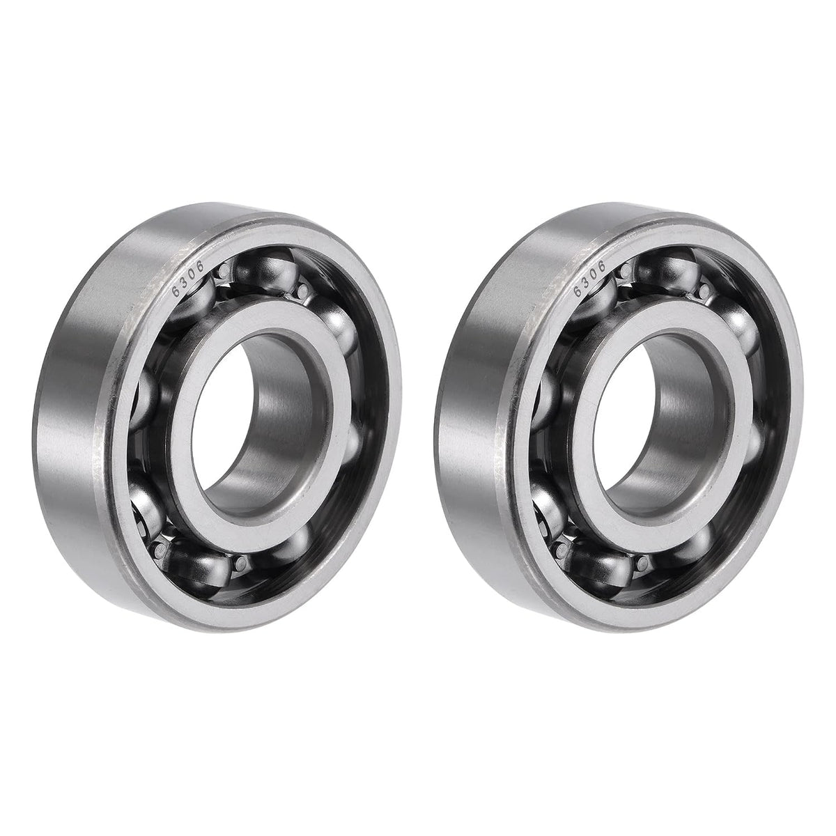 6306 Deep Groove Ball Bearings 30mm Bore 72mm OD 19mm Thick CN Open Type Chrome Steel 2pcs