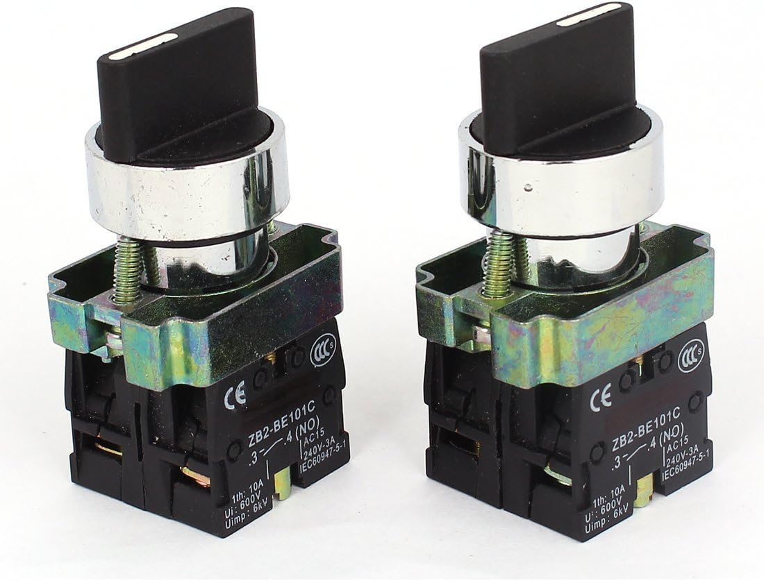 2 Pcs 2NO DPST 3 Positions Maintained Rotary Selector Switch 600V 10A