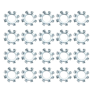 50Pcs 1/4 External Tooth Lock Washer, Zinc-Plated Carbon Steel Multi-Tooth Star Washer Locking Fastener, Silver Tone
