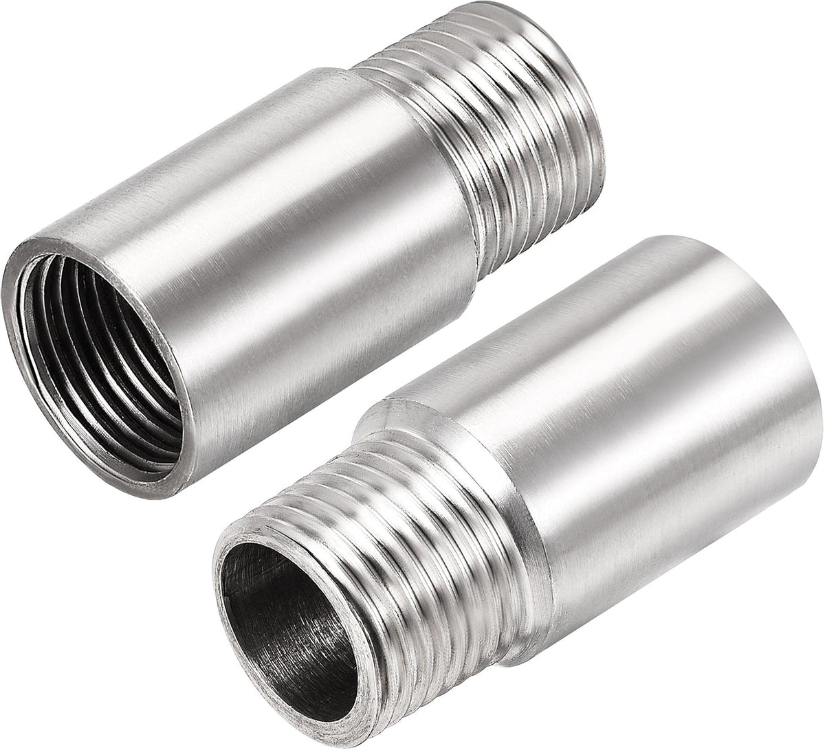 Shower Head Extension Arm Stainless Steel 1/2PT Male to 1/2PT Female Thread 50mm Length Cast Pipe Fitting Coupler 2Pcs