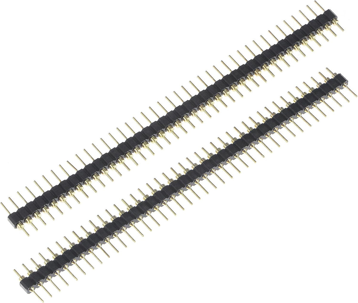 Straight Header Pin 40P 1 Row 2.54mm Pitch Gold Tone Pin for Prototyping 2pcs