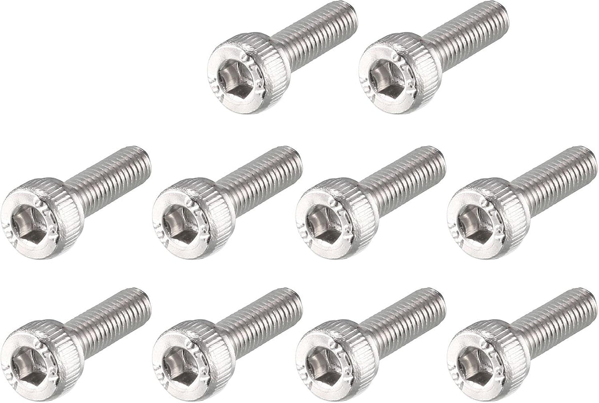 M3x10mm Thread 304 Stainless Steel Hex Socket Head Cap Screw Bolt DIN912 55pcs