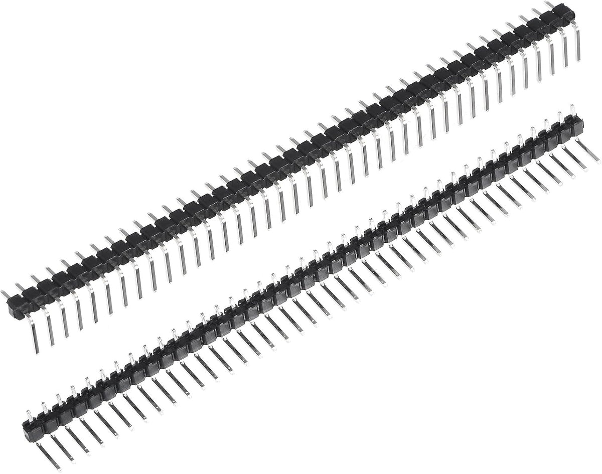 Right Angle Header Pin 40P 1 Row 2.54mm Pitch Silver Tone Pin for PCB 15pcs