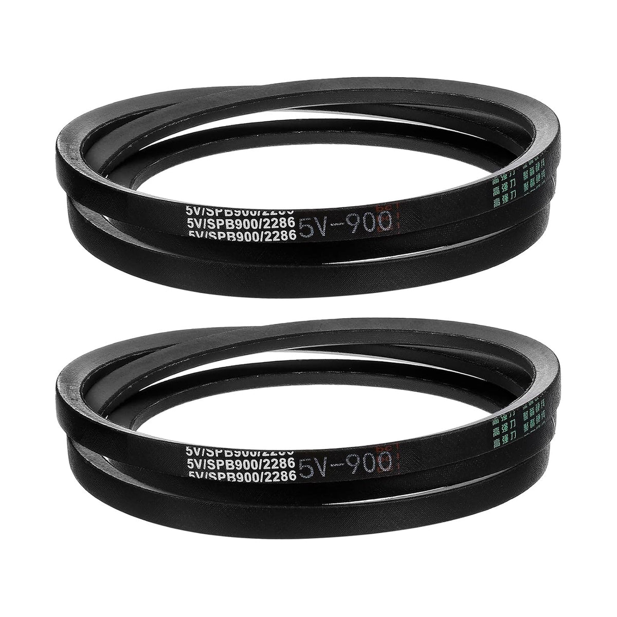 2Pcs 5V900 V-Belt, Classic Wrapped Rubber V-Belt 90" Outside Circumference x 0.62" Width x 0.53" Height for Industrial Machinery Equipment, Black