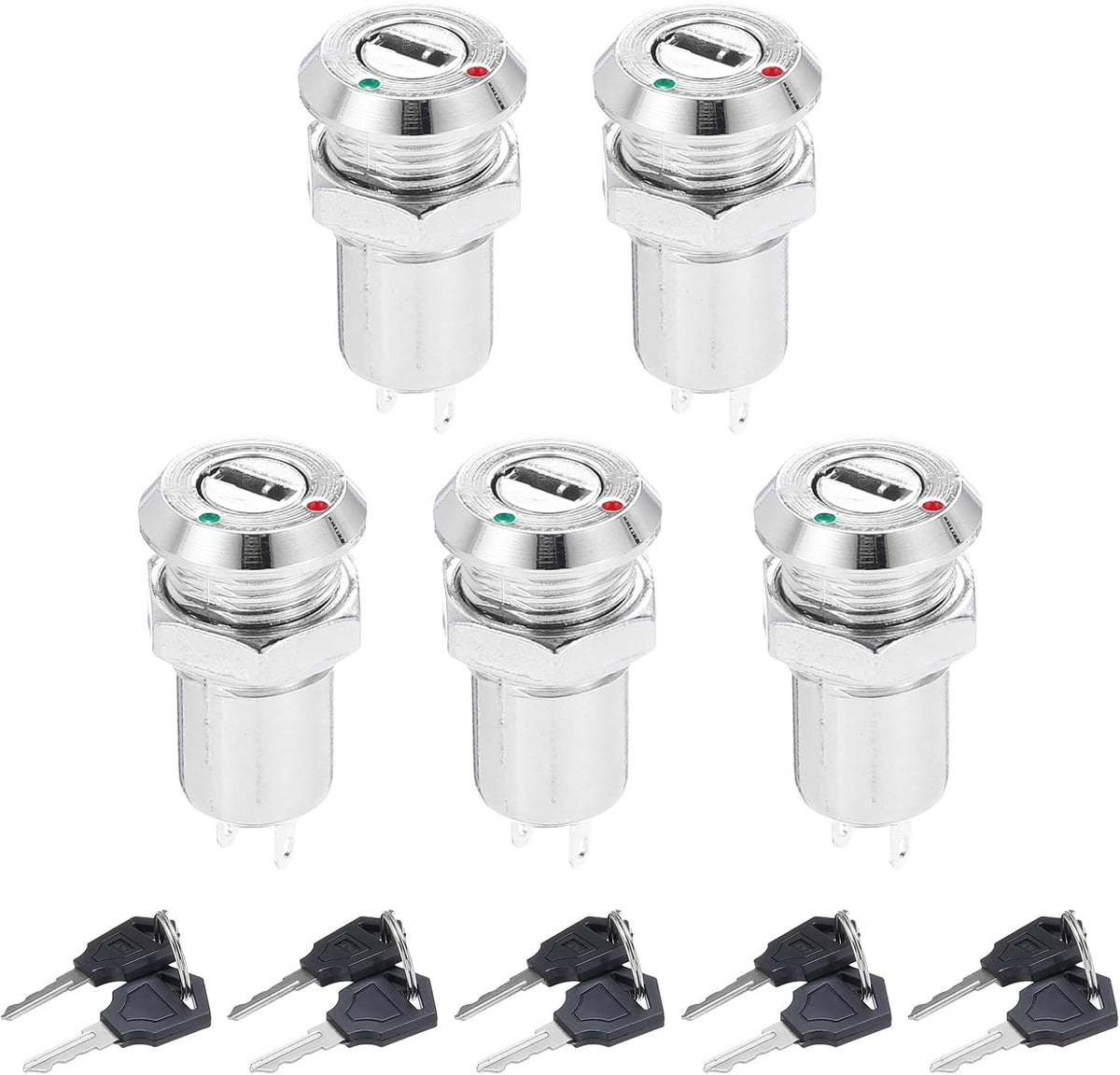 5Pcs 11.5mm 2 Positions NO NC Electric Key Lock Push Button Switch S1203