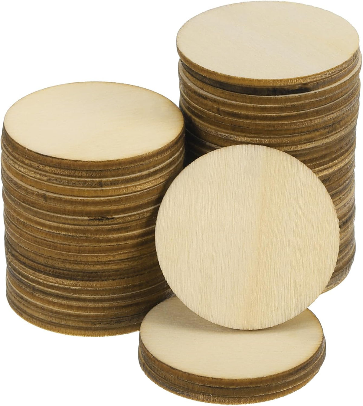 200Pcs 10mm(0.39-inch) Unfinished Wooden Circles Blank Round Natural Wood Discs Cutouts for DIY Crafts, Door Hanger, Decoration