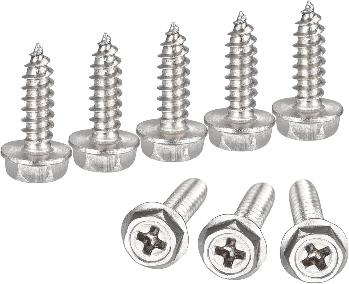 Phillips Hex Washer Self Tapping Screws, M3 x 10mm 304 Stainless Steel Hex Flange Sheet Metal Screw 25pcs