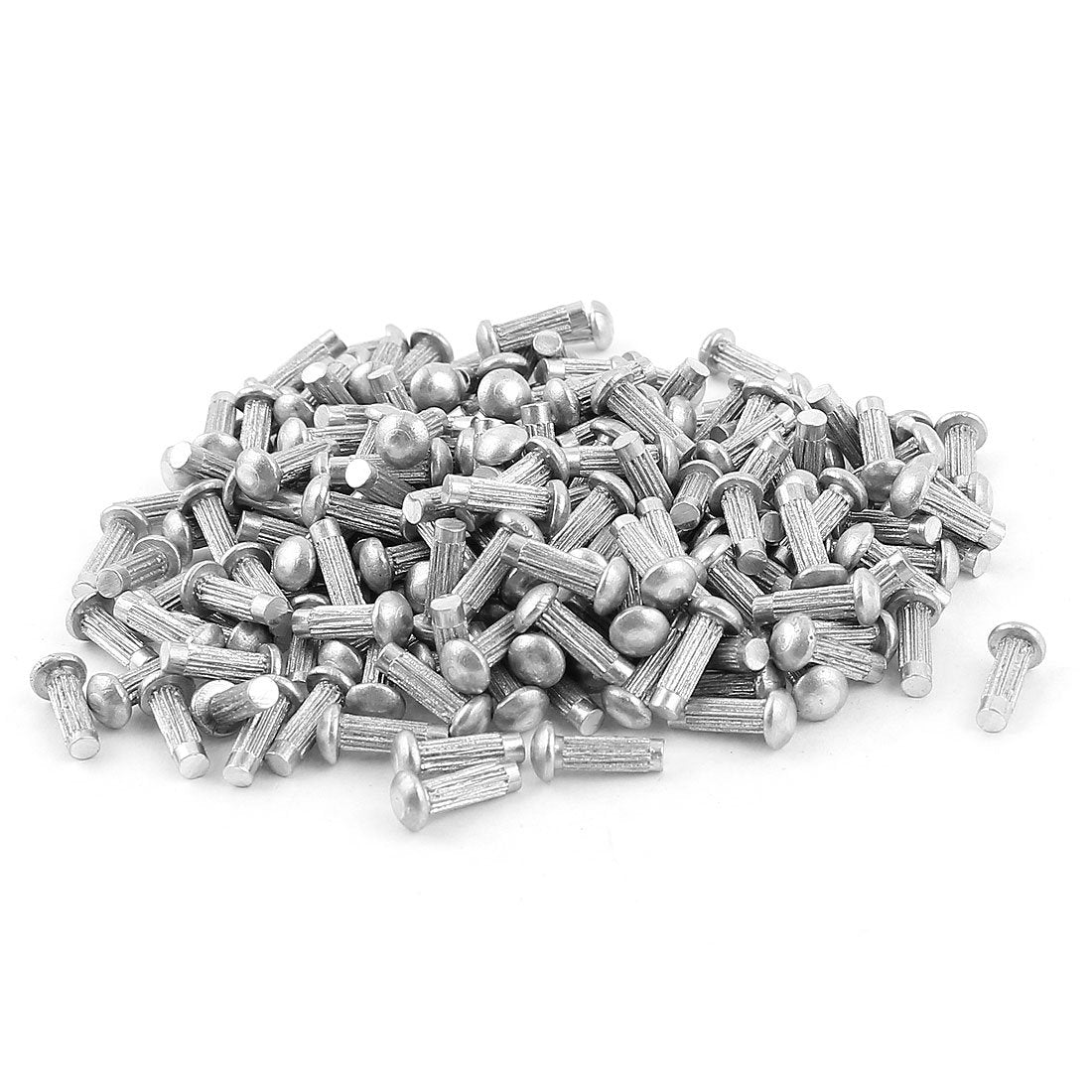 200 Pcs 3/32" x 5/16" Aluminium Round Head Solid Rivets Knurled Shanks