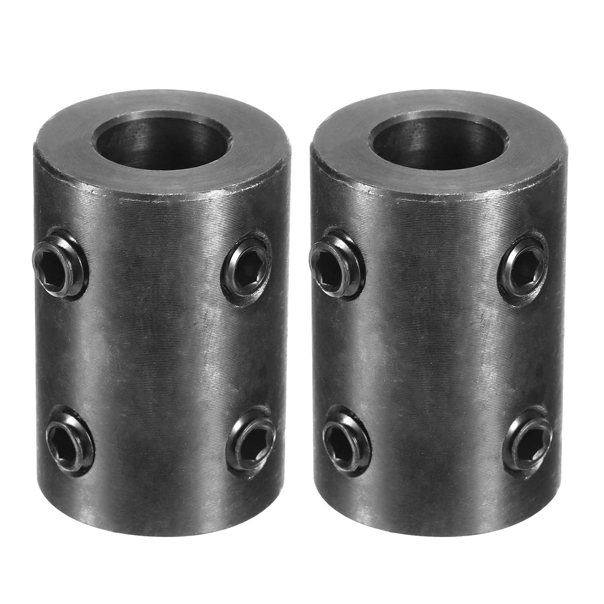 2pcs Shaft Coupling 1/2" Bore, 1" OD, 1-1/2" Length, Black Oxide Plated Steel Rigid Coupling, Motor Wheel Coupler, (4 Set Screws)