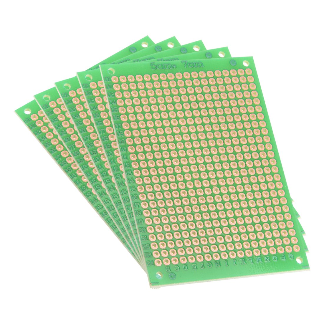 5x7cm Single Sided Universal Printed Circuit Board Coppered for DIY Soldering Green 5pcs
