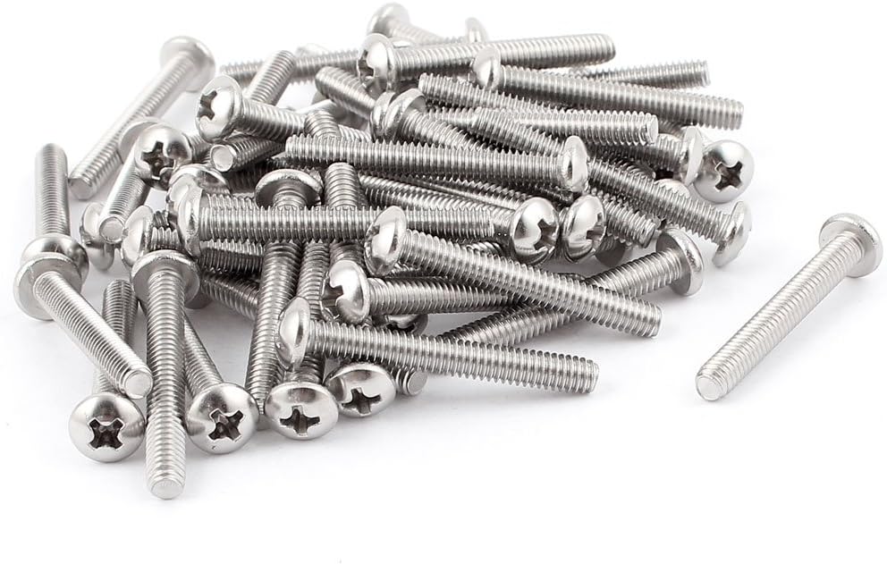 #8-32 x 1-1/4 Inch Phillips Pan Head Bolts Machine Screws 50 Pcs