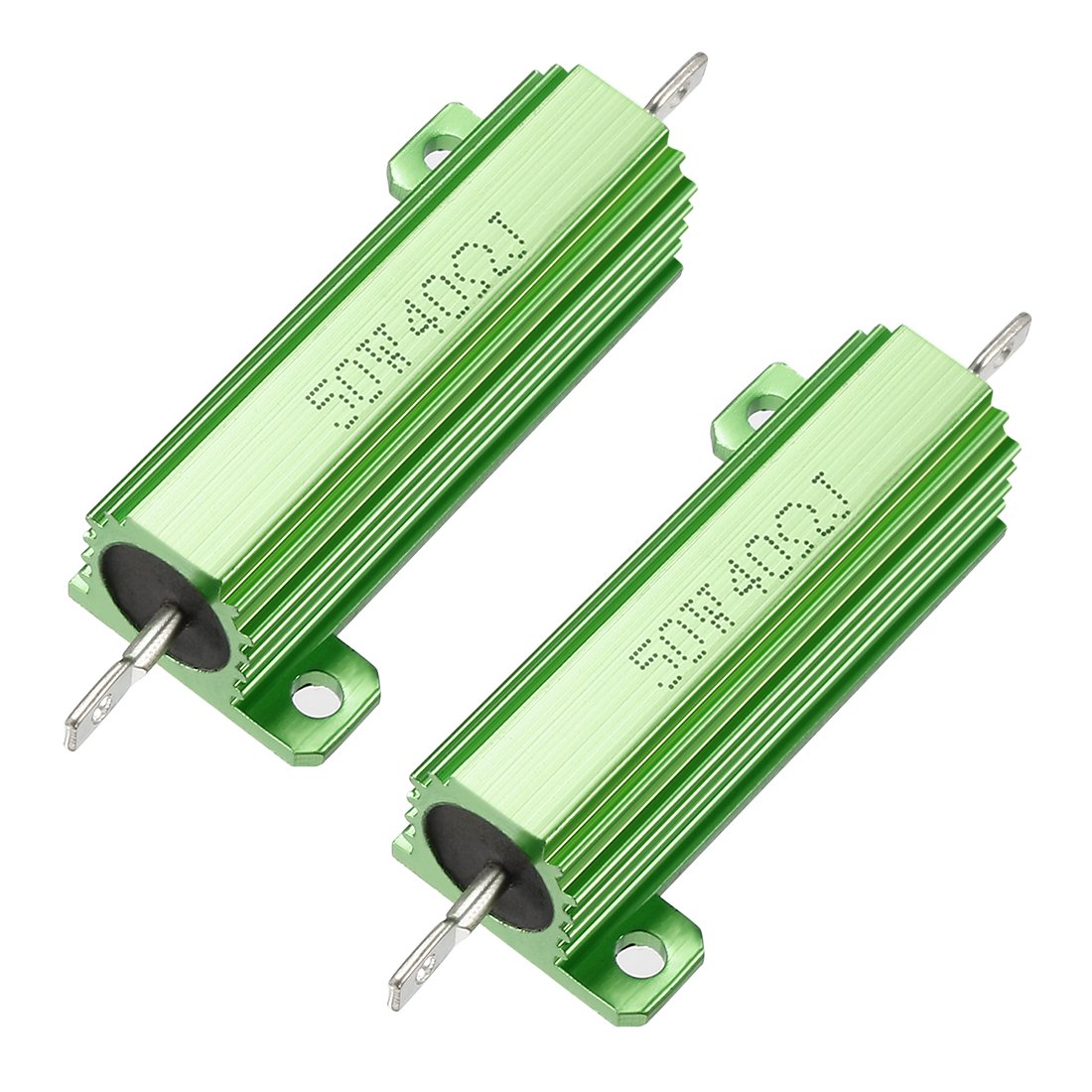 50W 40 Ohm 5% Aluminum Housing Resistor Screw Tap Chassis Mounted Aluminum Case Wirewound Resistor Load Resistors Green 2 pcs