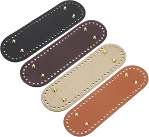 Oval Bag Bottom Shaper Pad, 4Pcs 263x83mm PU Bags Cushion Base for Crochet Knitting Handbag, Black+Brown+Chocolate+Gold