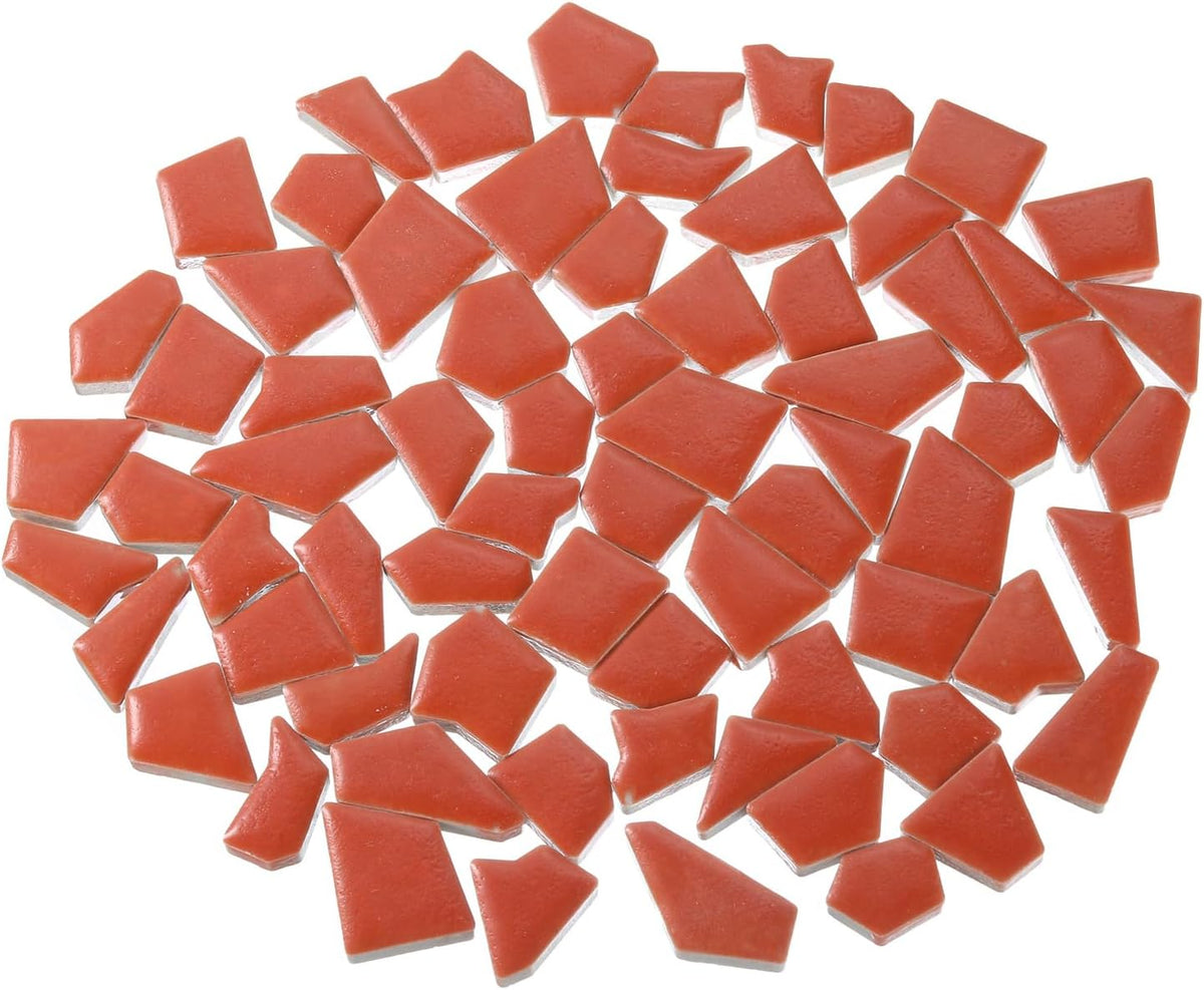 500g/1.1LB Irregular Ceramics Mosaic Tiles, 1.3-2 cm Bulk Stained Ceramic Mosaic Pieces Stones Mosaic Kits for DIY Art Craft Projects Home Decor, Red