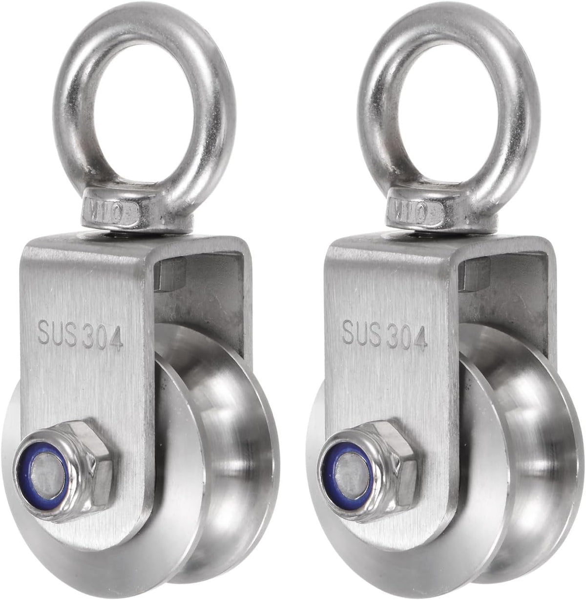 2 Pcs Pulley Wheel 304 Stainless Steel, M48 U Type Duplex Bearing Rope Pulley Cable Pulley Roller for Pulley System, Gym Loading 880lbs