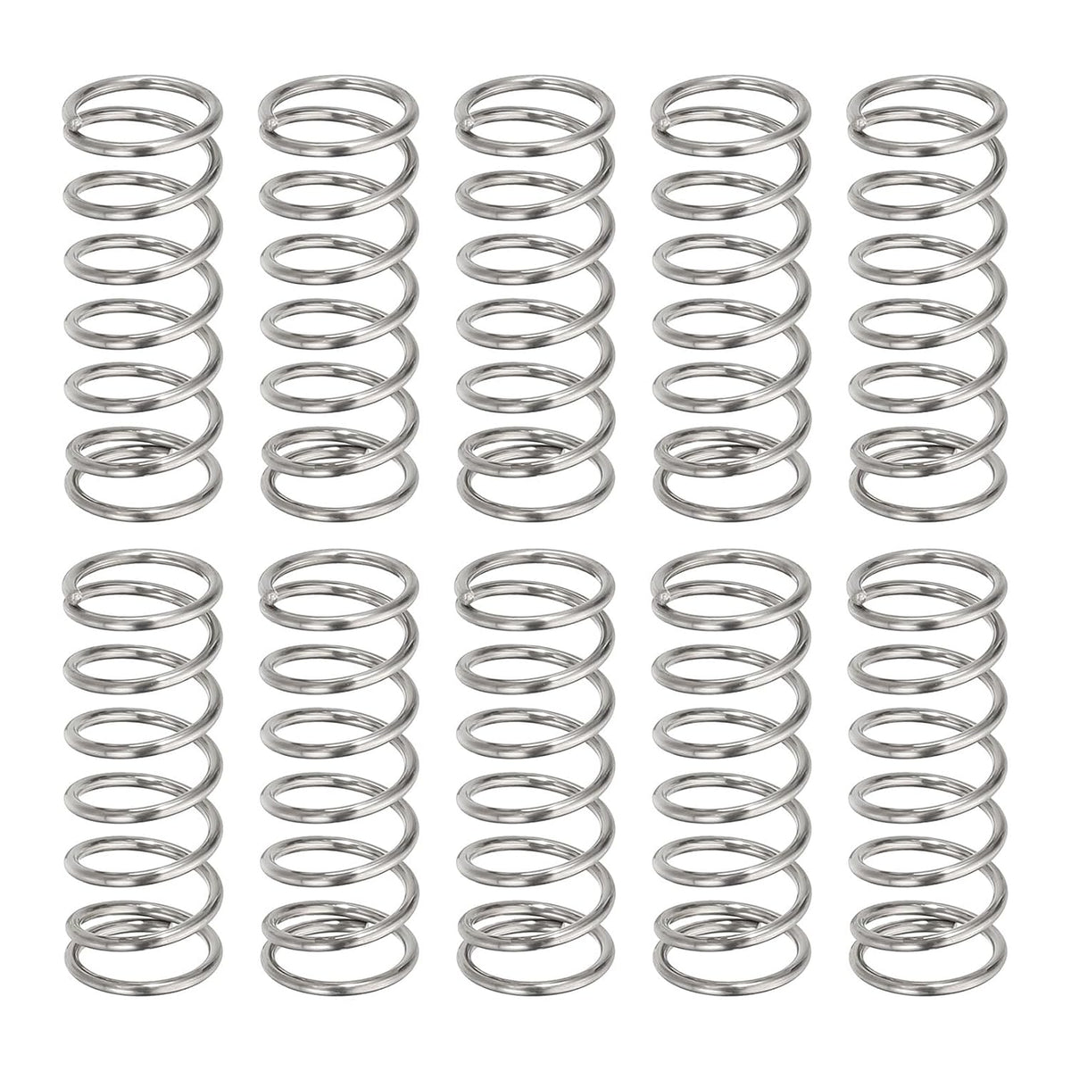 10Pcs Compression Springs, 0.9mm Wire Diameter x 9mm OD x 25mm Length 304 Stainless Steel Extension Spring Ballpoint Pen Pressure Springs for Shop Home Repairs, Silver