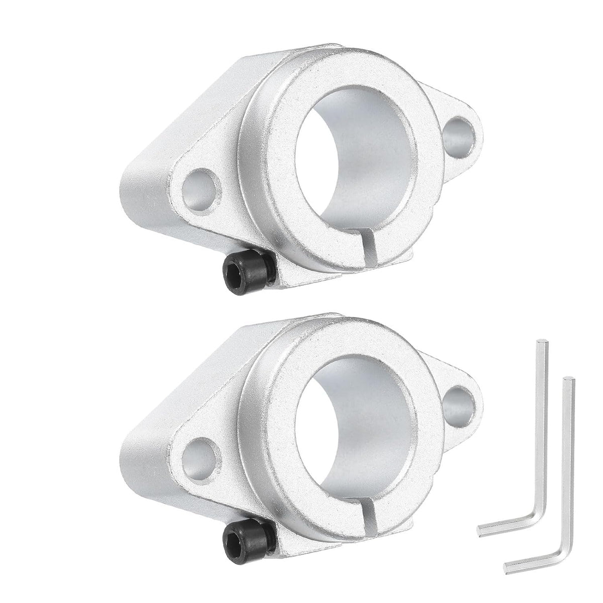 2pcs SHF25 Aluminum Linear Rod Rail Shaft Support for 25mm Diameter Shaft, Linear Motion Rail Guides Mounting Bracket for CNC Machine, 3D Printer, Automation Equipment, Silver Tone