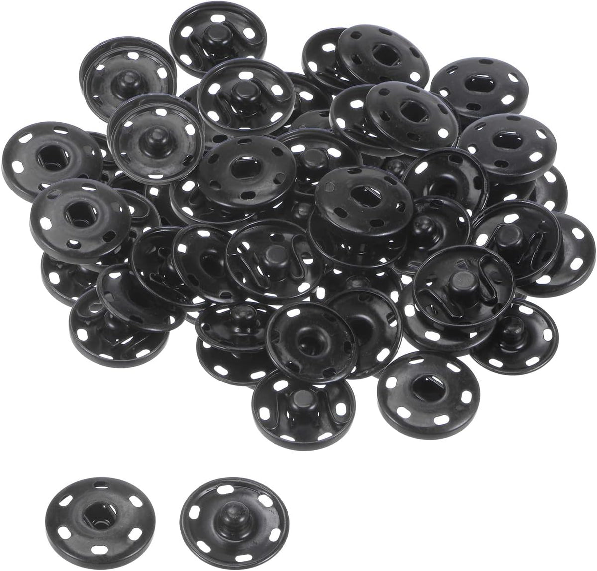 40 Sets Sew-on Snap Buttons, 19mm 0.75 Inch & 12mm 0.83 Inch Copper Metal Snap Fasteners Press Studs Buttons for Sewing Clothing DIY, Black