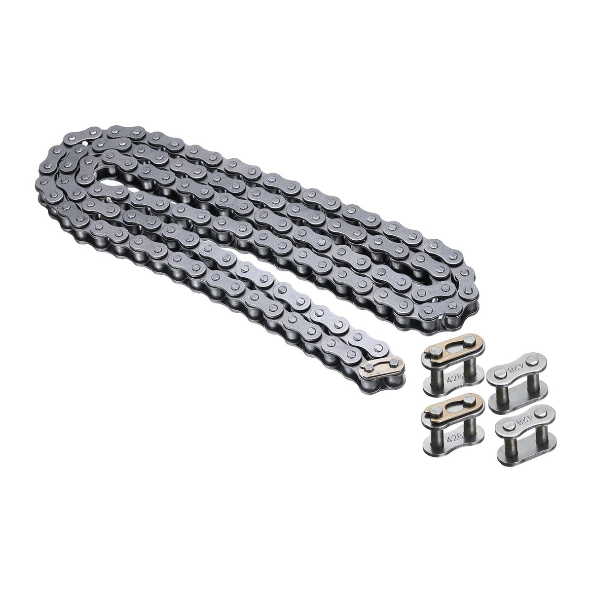 #41/ DIN/ISO 085 Roller Chain 5 Feet 1/2" Pitch Carbon Steel Roller Chains with 4 Free Master Connector Links for Go-Karts, Bicycles, 120 Links