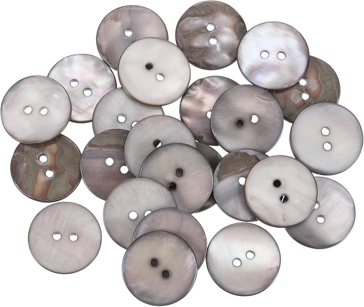 25 Pcs Natural Shell Buttons, 2 Hole Mother of Pearl Buttons 23mm Sewing Craft Buttons for Shirt Sewing DIY Crafts Decoration, Grey