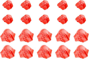 20pcs 2Size Satin Ribbon Roses 2.5cm/5cm Ribbon Flower Rose Artificial Fabric Flowers for DIY Crafting Accessories Sewing Wrapping Wedding Gift Decoration (Bright Orange)