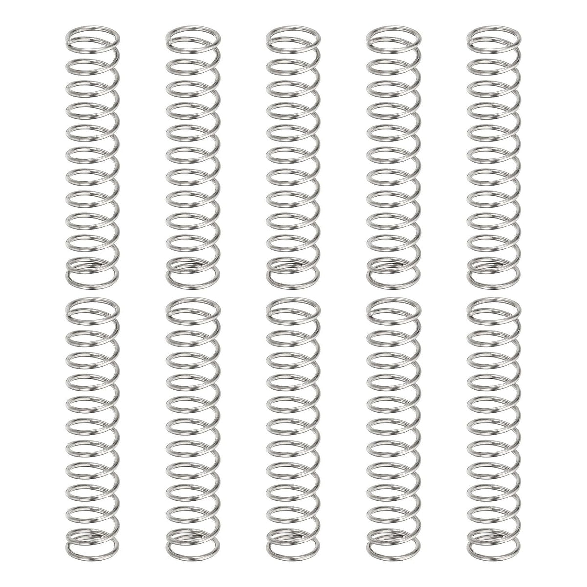 10Pcs Compression Springs, 0.8mm Wire Diameter x 9mm OD x 40mm Length 304 Stainless Steel Extension Spring Ballpoint Pen Pressure Springs for Shop Home Repairs, Silver
