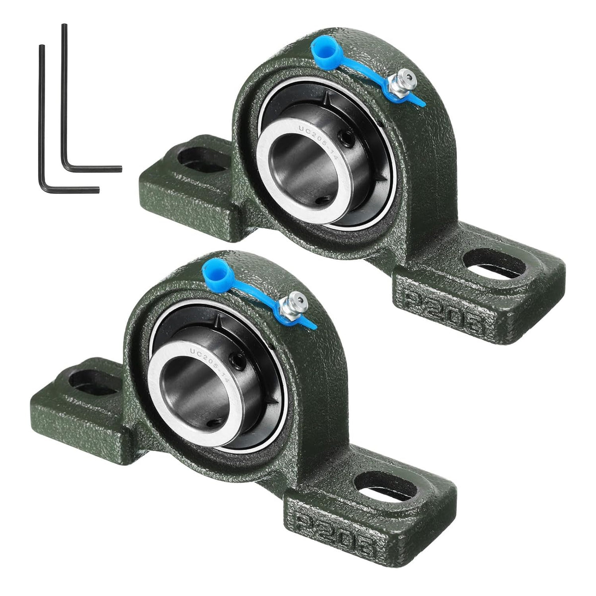 2pcs UCP205-14 Pillow Block Bearings 7/8 inch Bore Self Alignment, Solid Cast Iron Base Mounted Chrome Steel Bearings