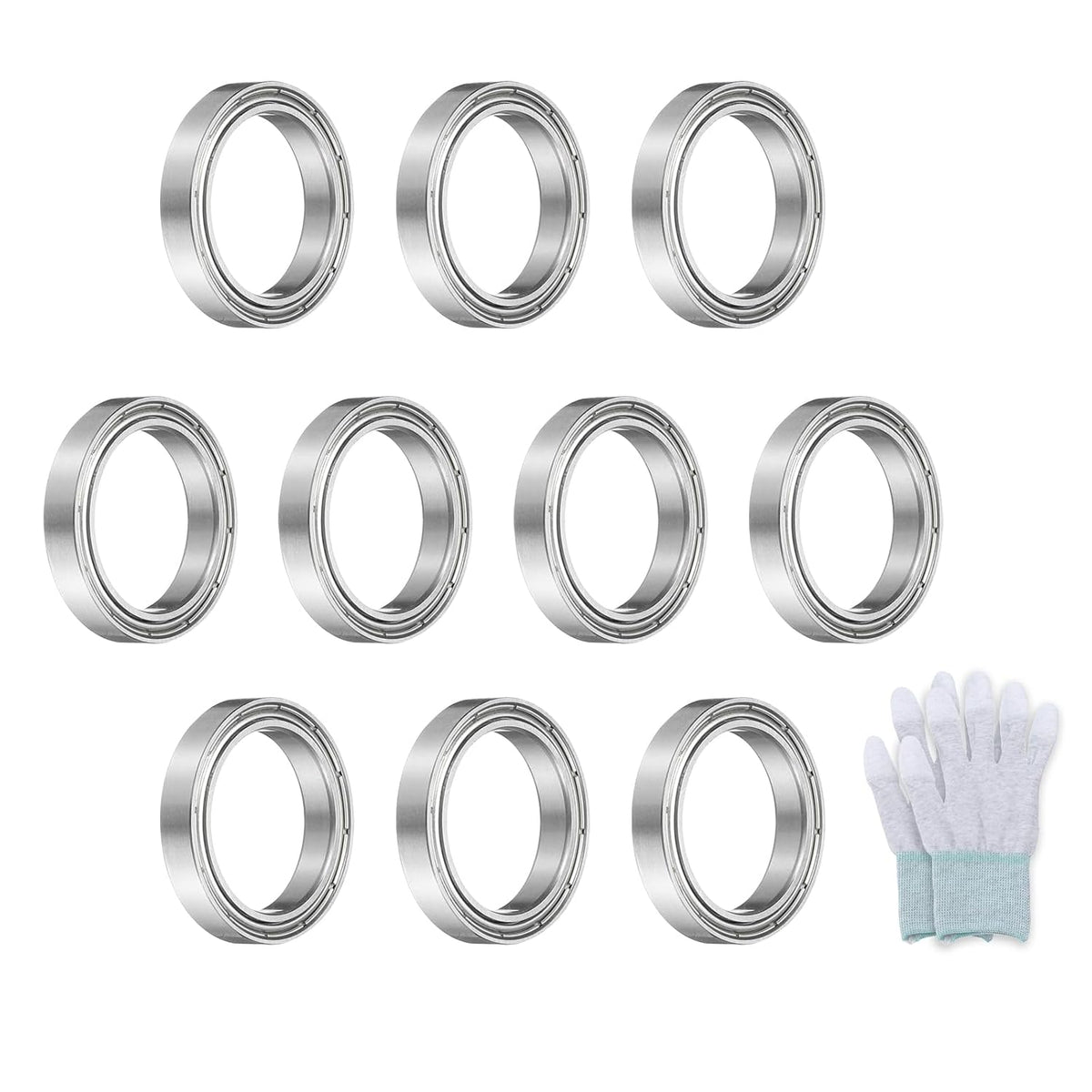 6703ZZ Deep-Groove Ball Bearings for Hard Drive, P6 Accuracy Class 17mm x 23mm x 4mm Seal Bearings with Fiber Gloves, Double Metal Sealed Bearing Steel Skateboard Bearings 10Pcs