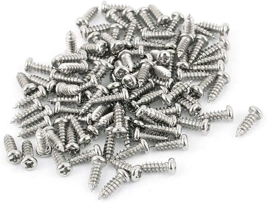 100pcs M2.5 X 8mm Stainless Steel Cross Pan Head Self Tapping Screws Bolts