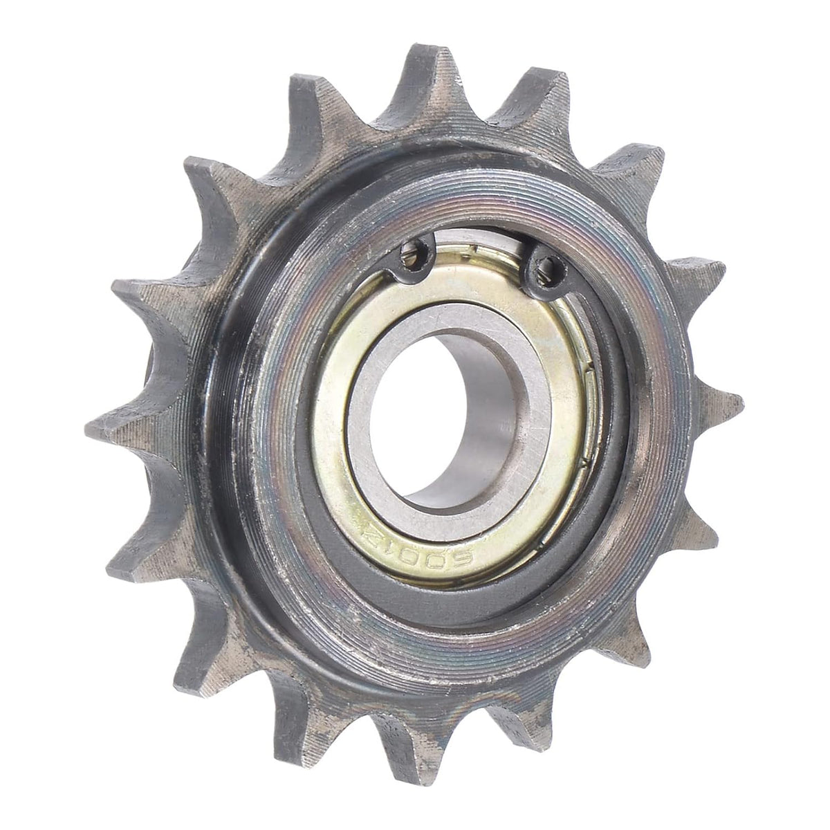 Chain Idler Sprocket, 12mm Bore 3/8" Pitch 16 Tooth Tensioner, Black Oxide Finish C45 Carbon Steel with Insert Single Bearing for ISO 06B Chains