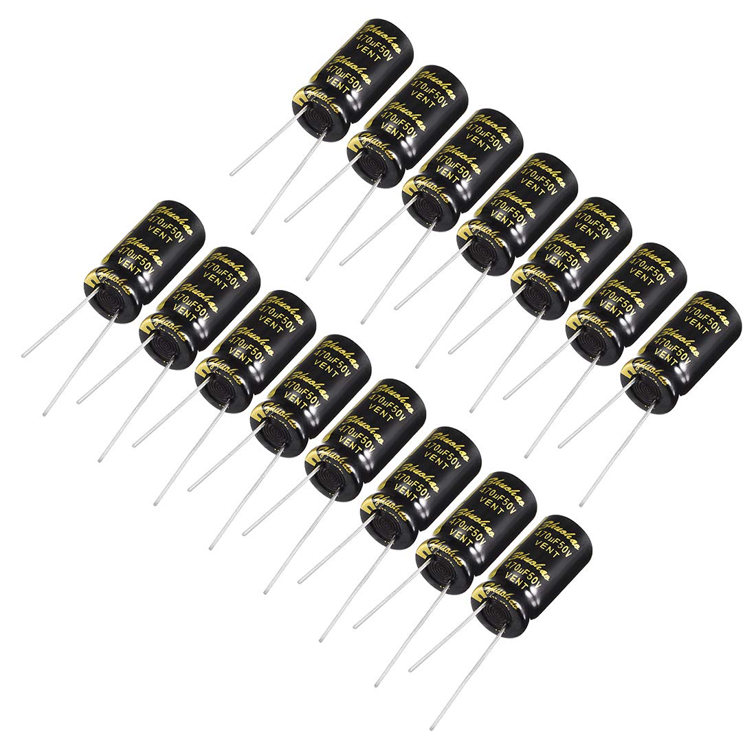 Aluminum Radial Electrolytic Capacitor with 470uF 50V 105 Celsius Life 2000H 10 x 20 mm Black 15pcs