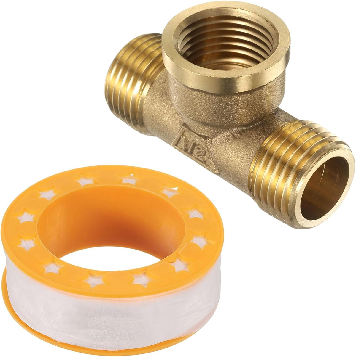 Compressed Air Piping Tee Fitting, 1/2 NPT Male x Female x Male 3-Way Connector Tube Fitting for Tubing System