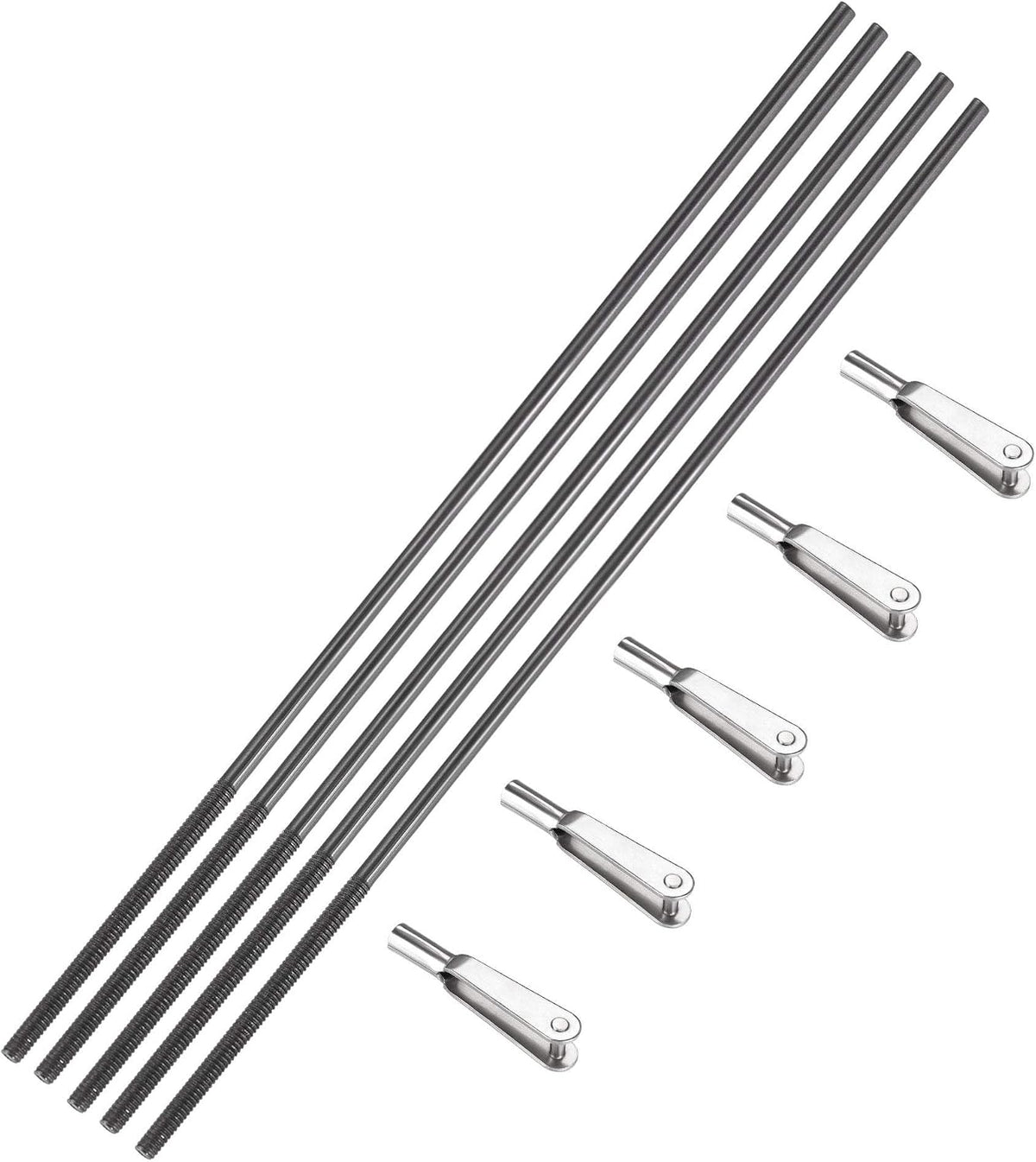 5pcs M2 x 28mm One End Threaded 300mm Long Metal Push Rods W 5pcs Metal Clevis 2x23mm