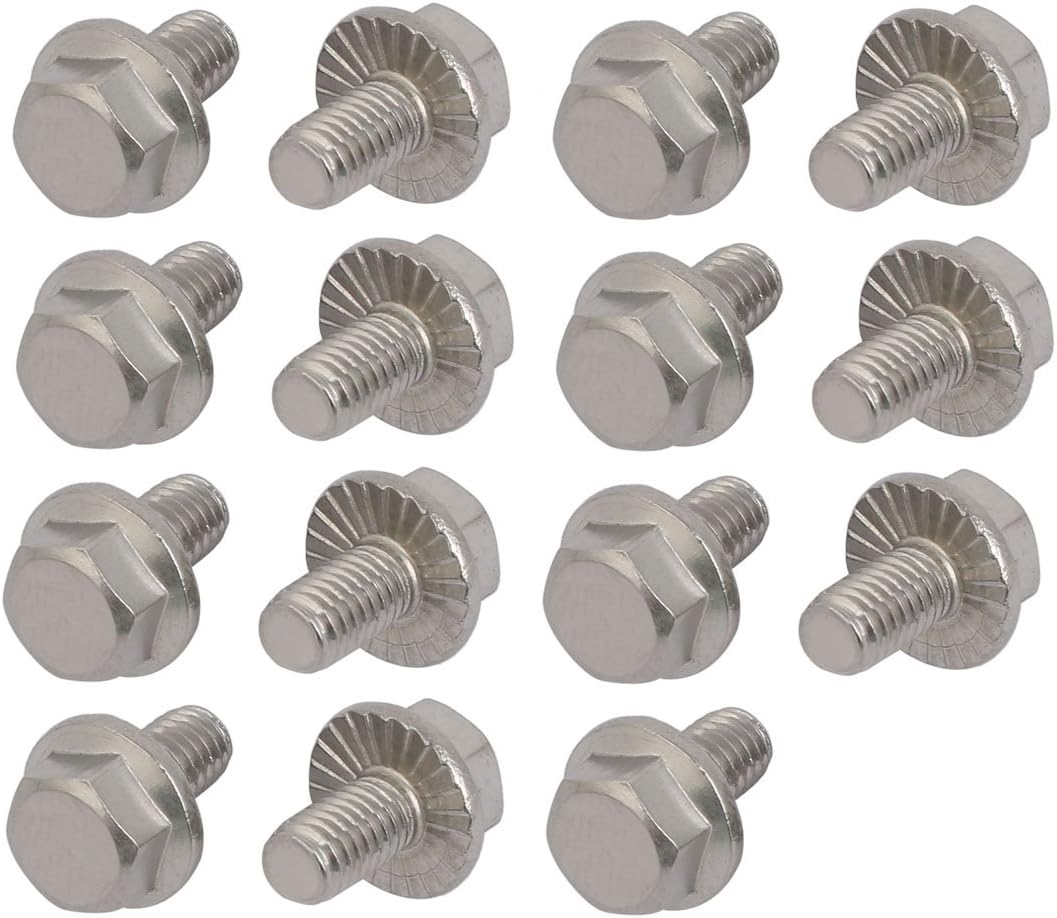 M6x10mm Thread 304 Stainless Steel Hex Head Serrated Flange Screw Bolt 15pcs