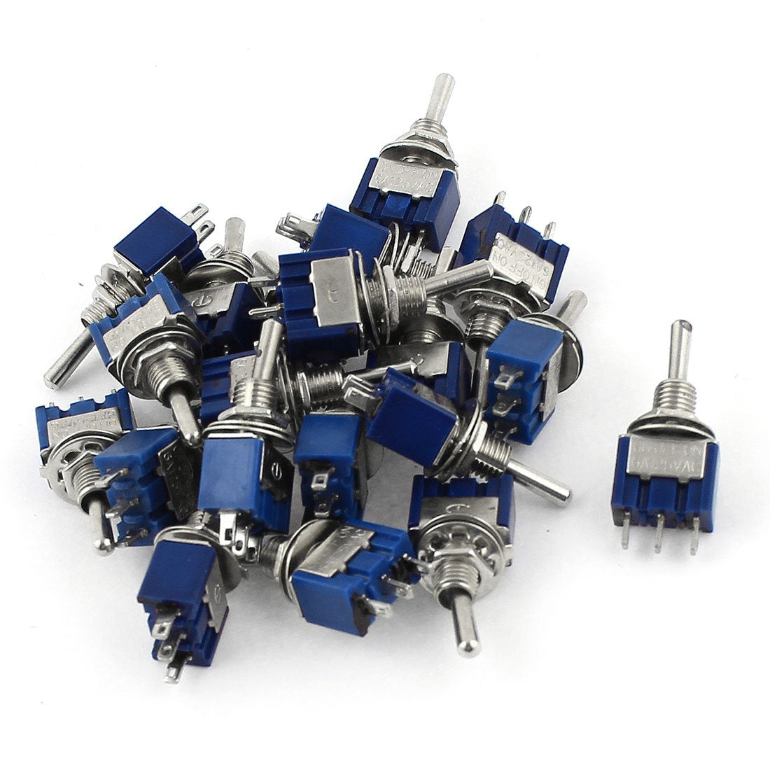 SPDT ON-OFF-ON 3 Pin Latching Miniature Toggle Switch, 20 Piece, AC125V 6A