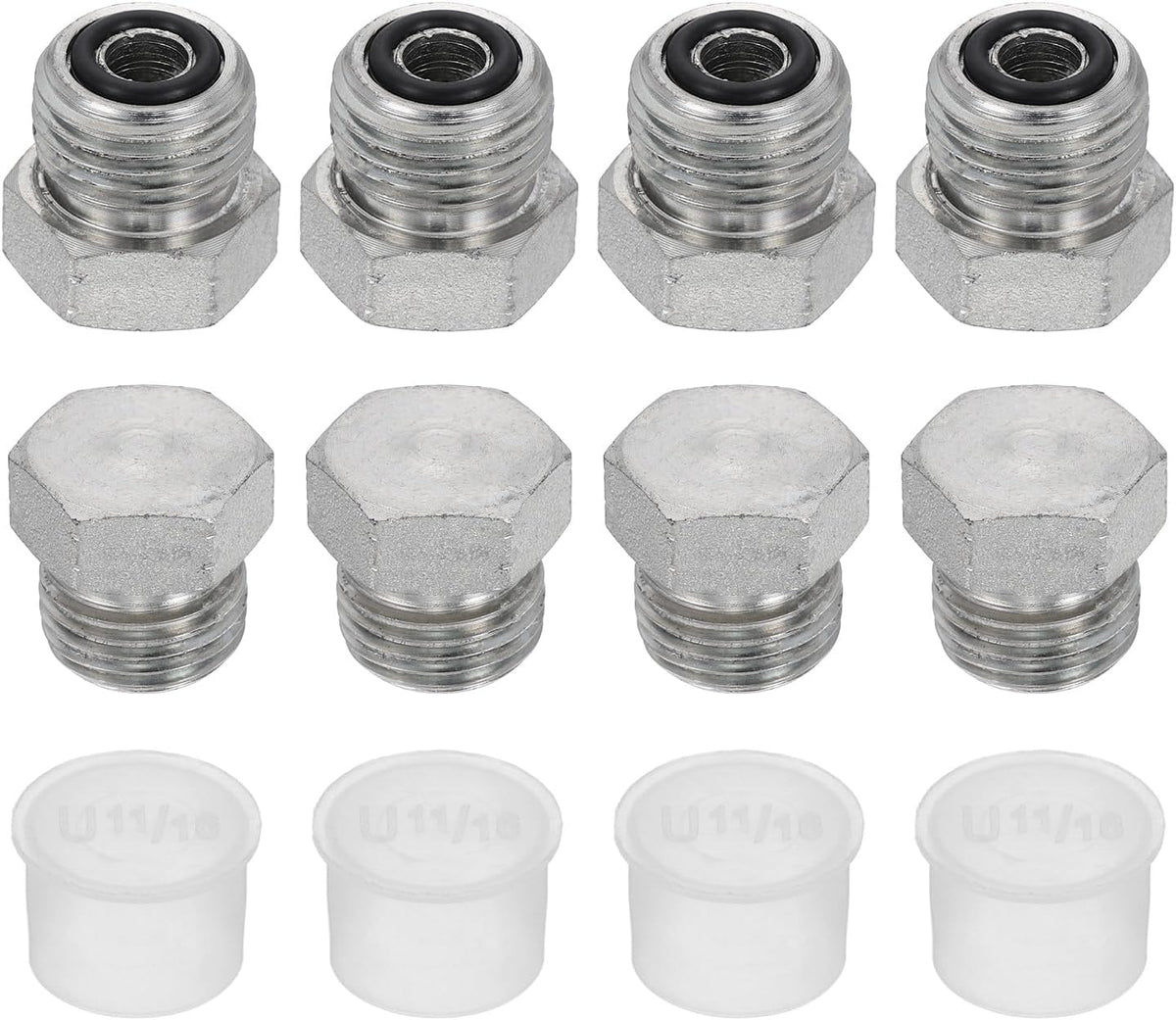 4Pcs ORFS Hydraulic Plugs, O-Ring Face Seal Hydraulic Hose Fittings Carbon Steel with Zinc Plating Fits ORFS-06 Female Ports (11/16"-16 UN)