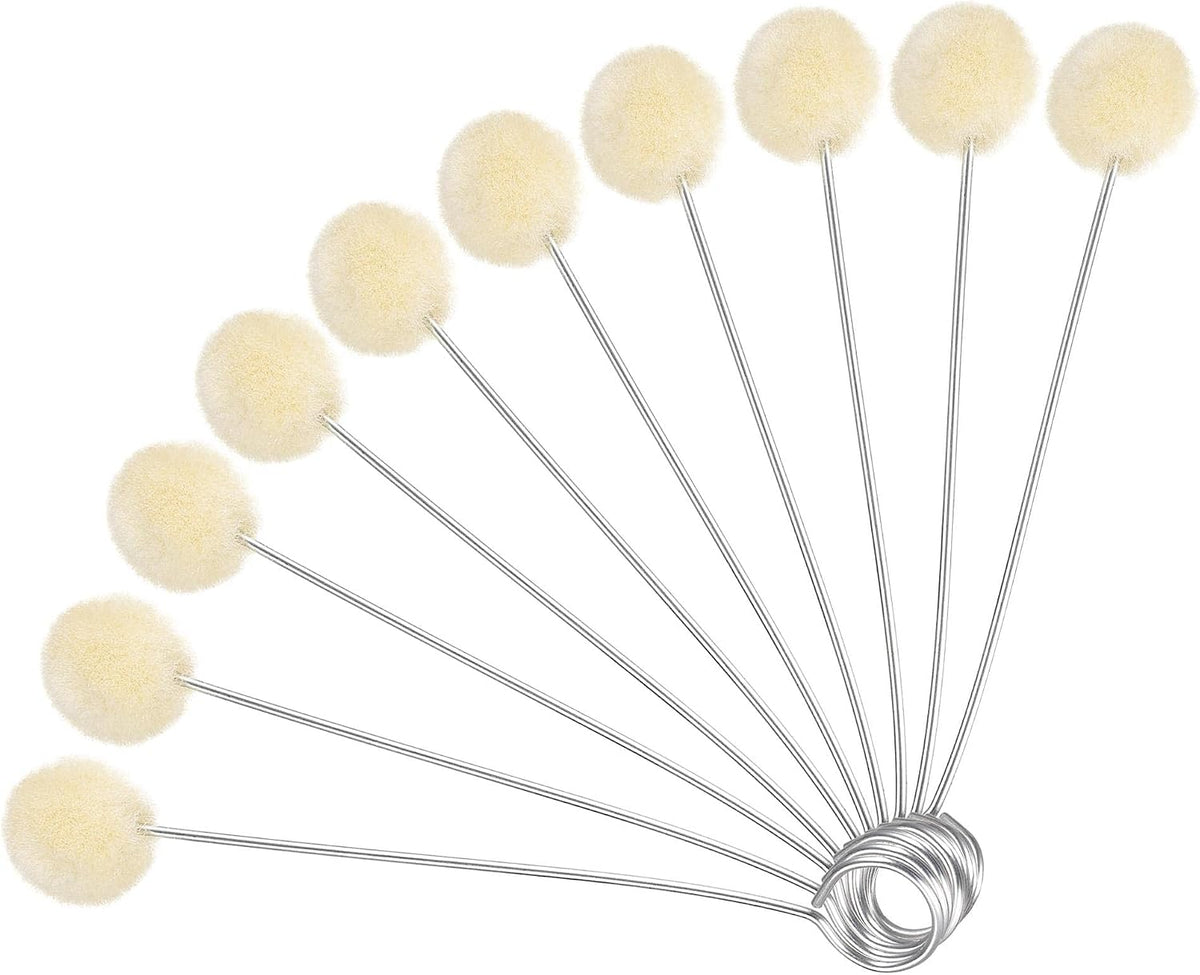 LinkMejor 100 Pcs Wool Daubers Ball Leather Dye Tool 5.9" Length Wool Balls Brush with Steel Handle for DIY Crafts Projects