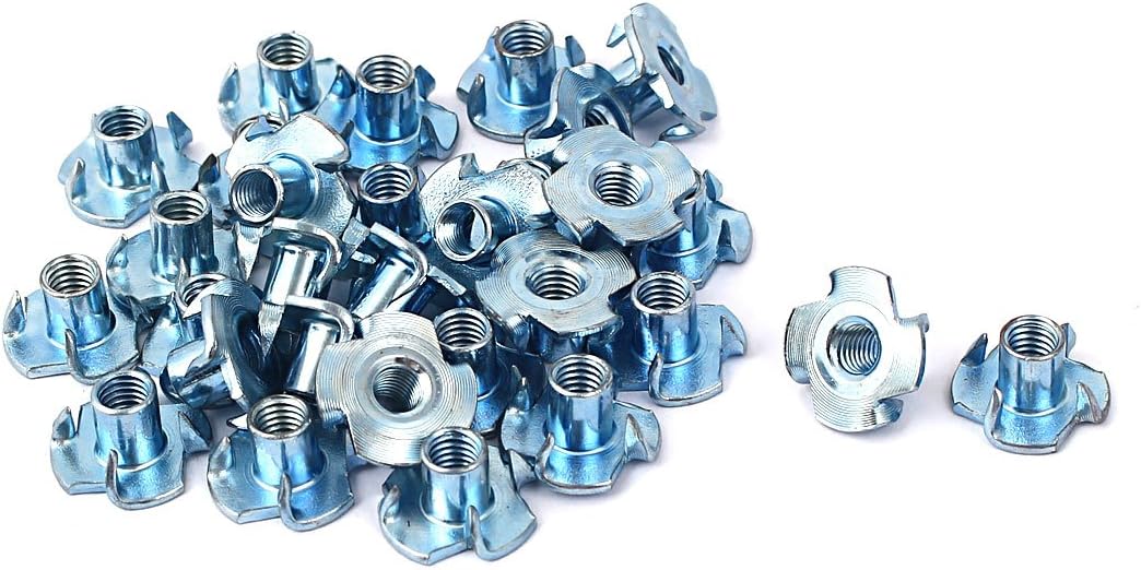 M5 Carbon Steel 4-Prong Pronged Tee Nuts 30pcs for Furniture
